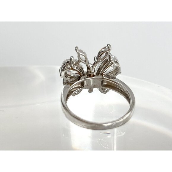 Butterfly Figural CZ Gemstone Cocktail 925 Sterling Silver Vintage Ring - sz 7 - Picture 10 of 16